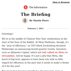 The Briefing: Meta Declares ‘Year of Efficiency’ as Revenue Stagnates