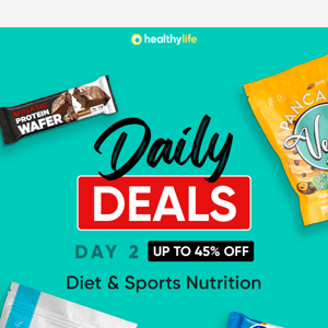 It's Day 2 of our daily deals! Enjoy up to 45% off these flash savings 💪