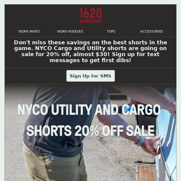 Get 20% Off 1620 Workwear Shorts 🚨
