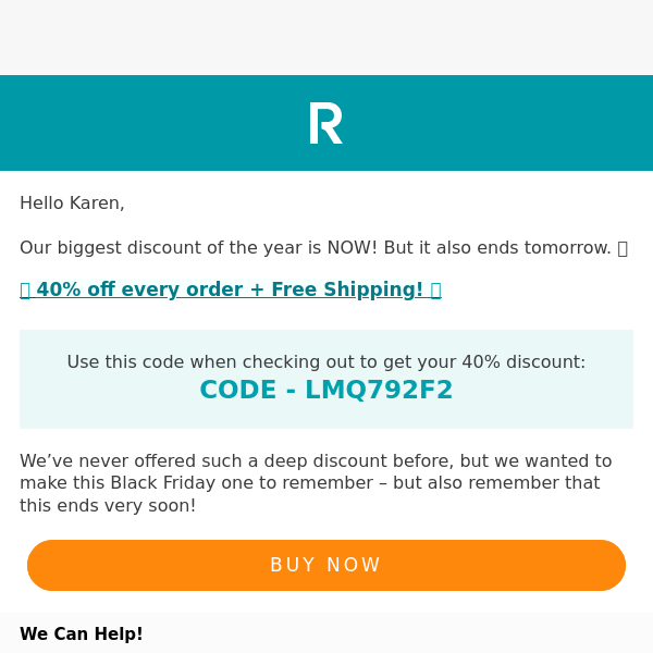 Get 40% off AND free shipping