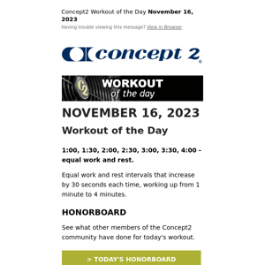 Workout of the Day: November 16, 2023