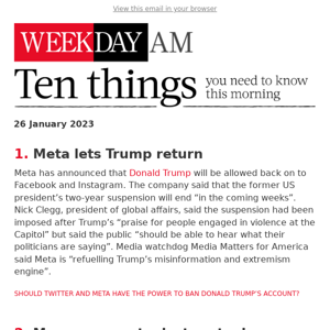 Meta lets Trump return