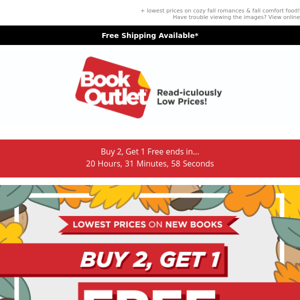 Book Outlet, last chance to Buy 2, Get 1 Free! ⏰