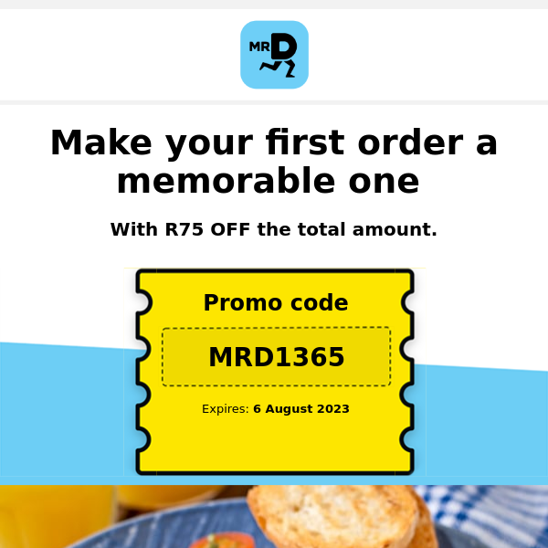 🛵 Hey Mr D Food, take R75 OFF to order the meal you love the most on Mr D