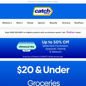 🛒 Afterpay Day: $20 & UNDER Groceries
