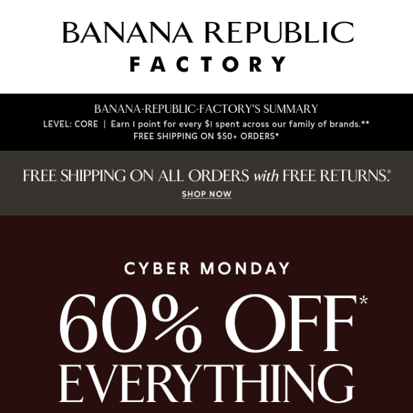 Get 60% off everything with free shipping while it lasts