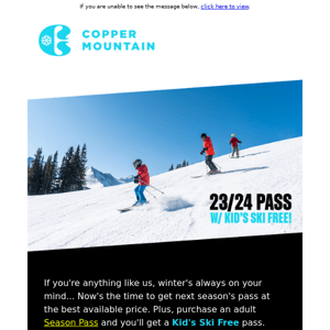 Kid's Ski Free with Adult Season Pass