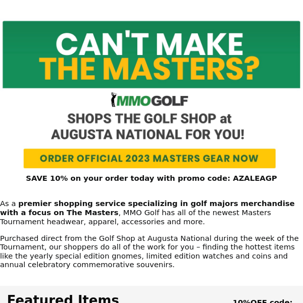 Golf Majors Shopping Service  2023 Masters Tournament Apparel and