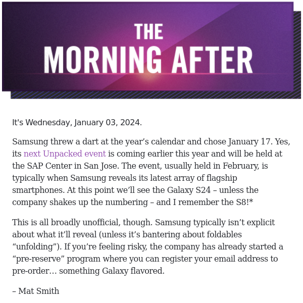 Samsung schedules its Galaxy S24 event