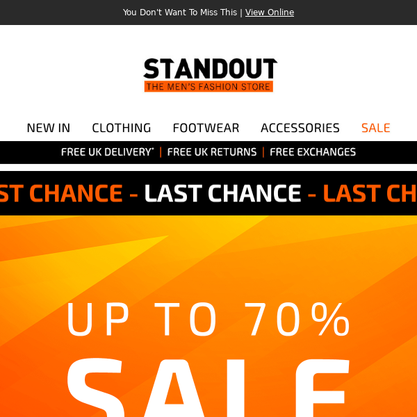 Last Chance To Save Up To 70%