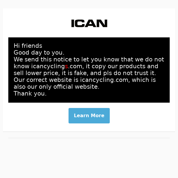 The correct website for ICAN Cycling