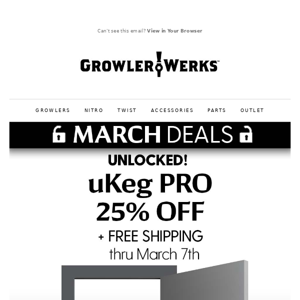 25% OFF + Free Shipping on uKeg PRO Unlocked NOW.