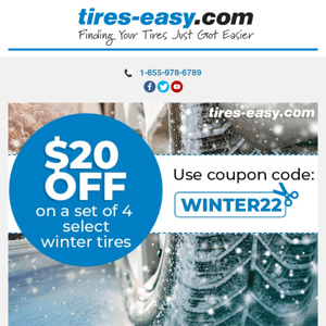 Don't miss our Early Winter Tire SALE: Get $20 OFF