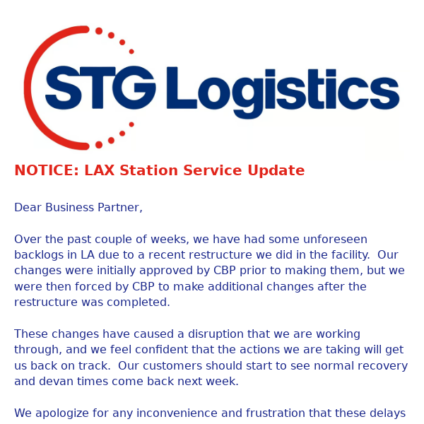 NOTICE: LAX Station Service Update