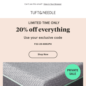 20% off EVERYTHING with your exclusive code!