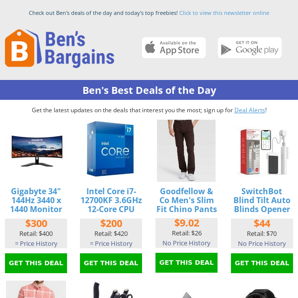 Ben's Best Deals: $9 Chino Pants - $44 Auto Blinds Opener - $200 Garmin Golf Watch - 44% off Dell Refurb