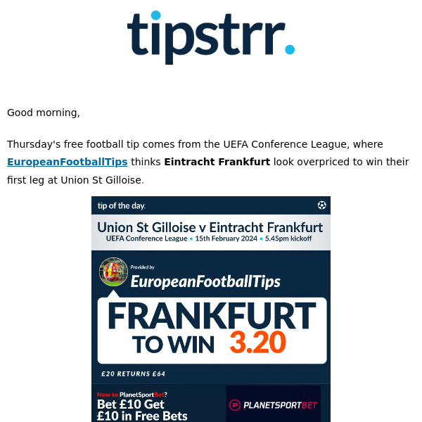 Free football tip from the UEFA Conference League