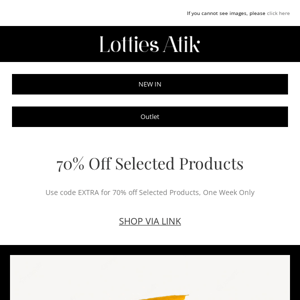 70% OFF Selected Products