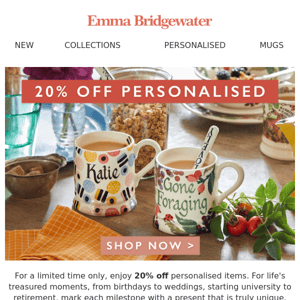 Emma Bridgewater, here's 20% off personalised! 🖌️