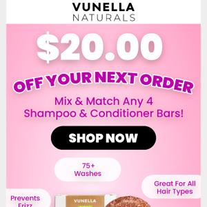 Re: $20.00 off your next order Vunella.