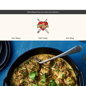 A brand new dish - lamb kofta korma with coconut curry lentils