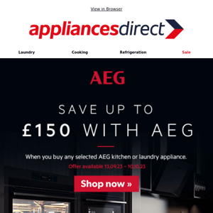 Save up to £150 with AEG
