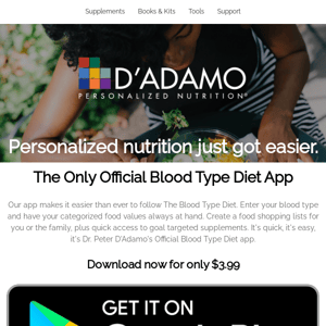 Check out our official Blood Type Diet App!