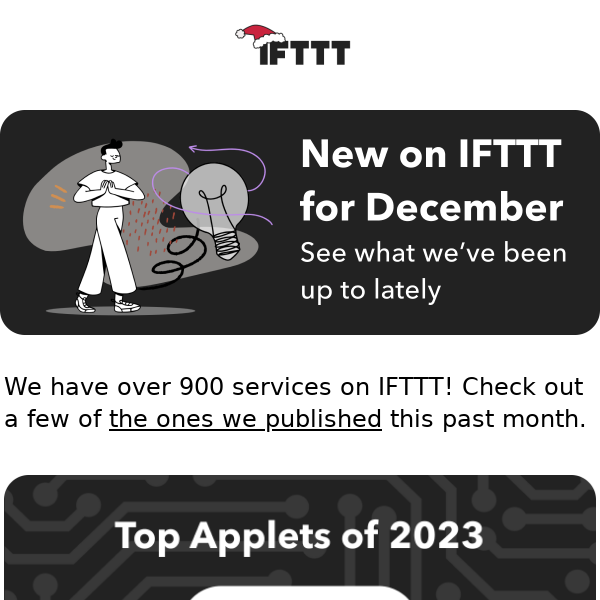 New on IFTTT for December 🎉 Top Applets and services of 2023!