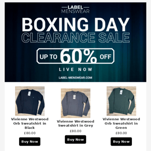 BOXING DAY CLEARANCE x Label Menswear!