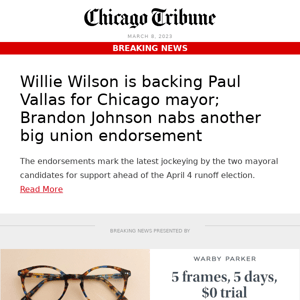 Willie Wilson backs Paul Vallas for Chicago mayor