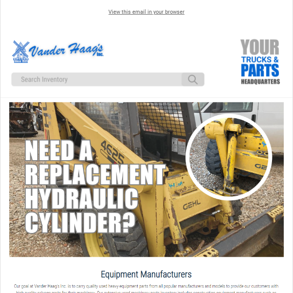 Equipment Hydraulic Cylinders in Stock!