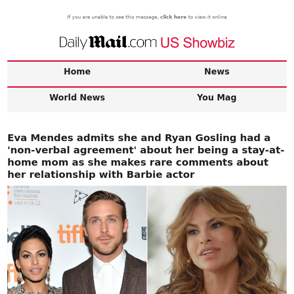 Eva Mendes admits she and Ryan Gosling had a 'non-verbal agreement' about her being a stay-at-home mom as she makes rare comments about her relationship with Barbie actor