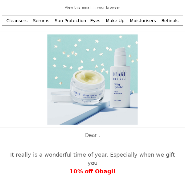 10% off Obagi with dispatch TODAY