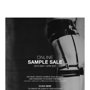 ONLINE SAMPLE SALE