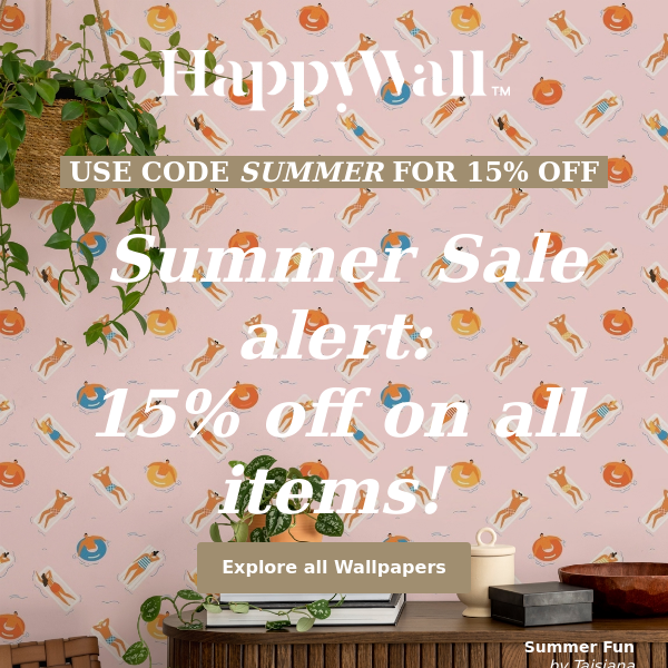 Summer Sale at Happywall.com: 15% off all wallpapers!