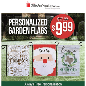 $9.99 Personalized Garden Flags | Get Your Yard Winter Ready
