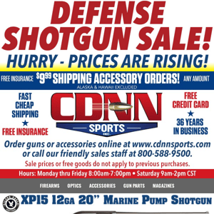 Defense Shotgun Sale! HURRY - PRICES ARE RISING! - Call 800-588-9500