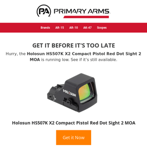 🔥 Running low on Holosun HS507K X2 Compact Pistol Red Dot Sight 2 MOA! 🔥