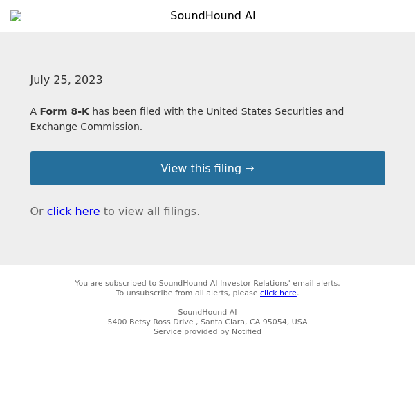 New Form 8-K for  SoundHound AI