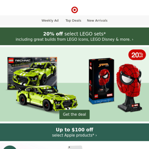 20% off select LEGO sets for kids & adults 🙌