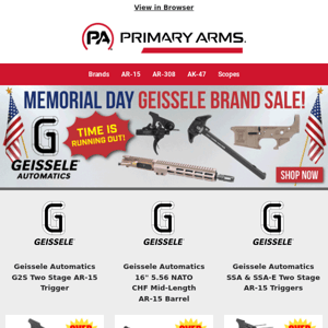 TIME IS RUNNING OUT! ⏰ Memorial Day Sale! ALL Geissele on SALE!