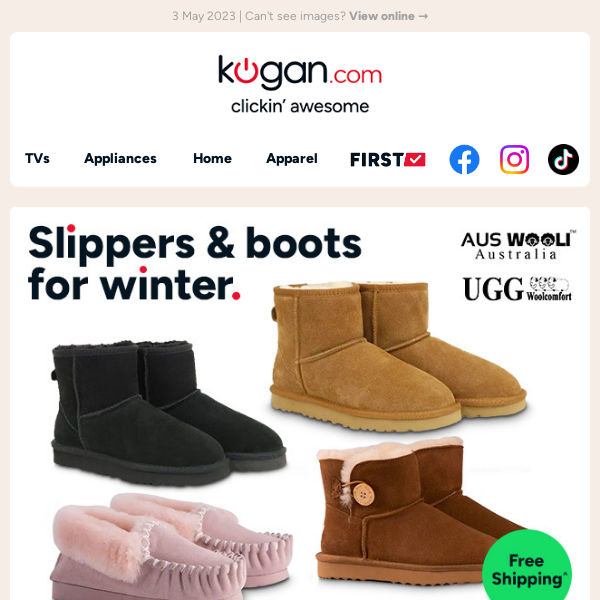 Free shipping on Uggs for winter