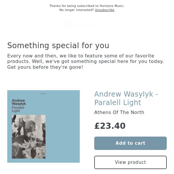 ARRIVED! Andrew Wasylyk - Paralell Light