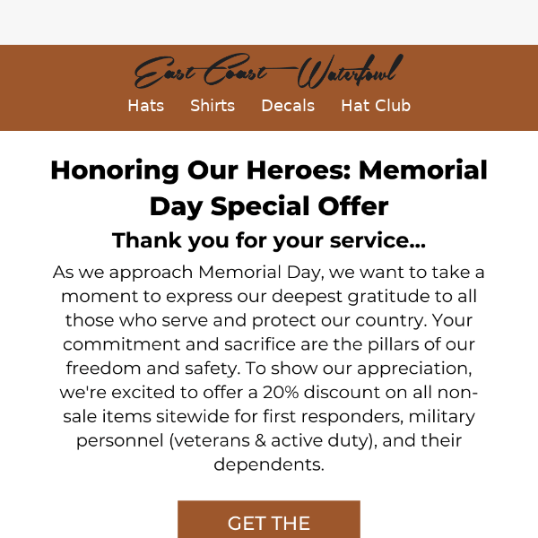 Honoring Our Heroes: Memorial Day Special Offer