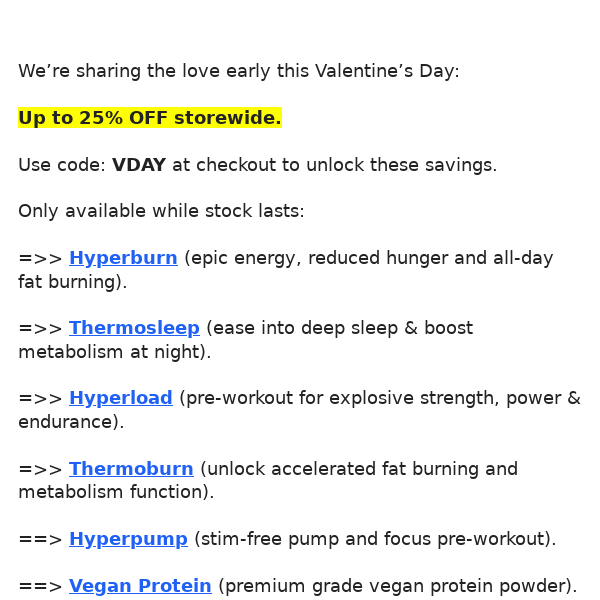 Re: Your Valentine's Day Savings