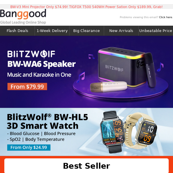 Merry Christmas! [BlitzWolf New] ONLY $79.99 BW-WA6 Speaker, ONLY $24.99 BW-HL5 3D Smart Watch!