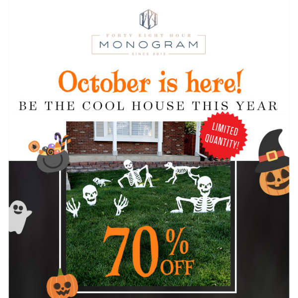 👻 October is here! 70% off Halloween decor NOW!
