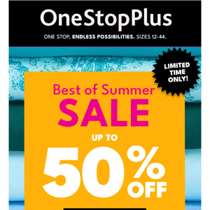 Up to 50% off fun in the sun styles