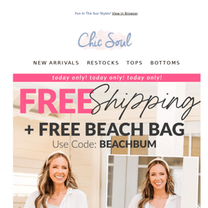 FREE SHIPPING + FREE BEACH BAG! 🏖️✨