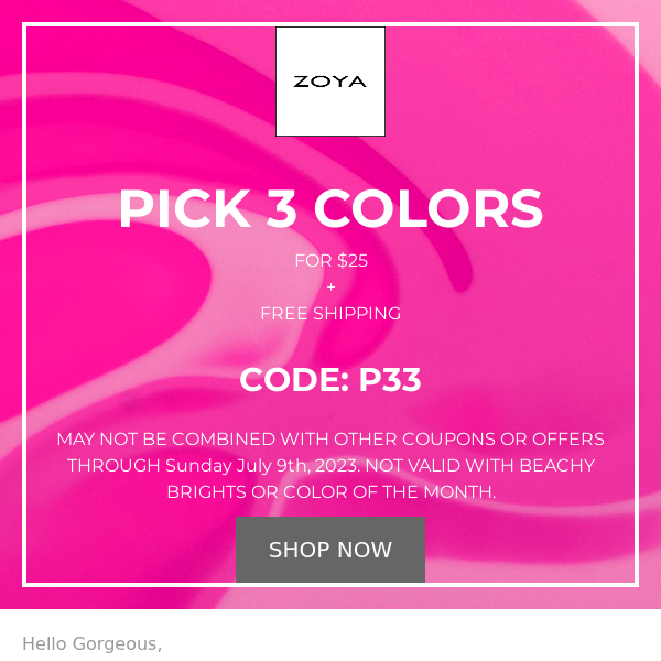 Summer Steal! 3 Zoya Polishes for $25 + Free Shipping